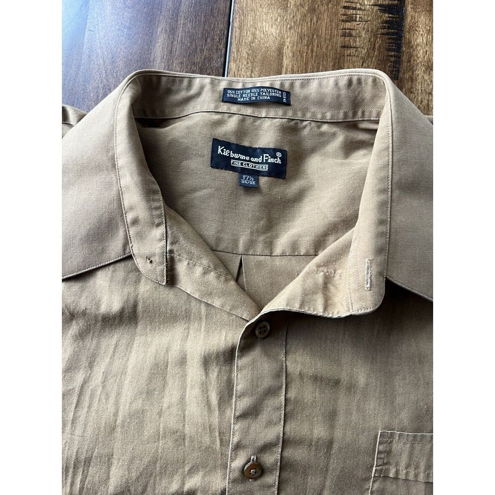 Kilburne and Finch Mens Size 17.5 34/35 Fine Clothiers Long Sleeve Brown Shirt - Picture 4 of 7